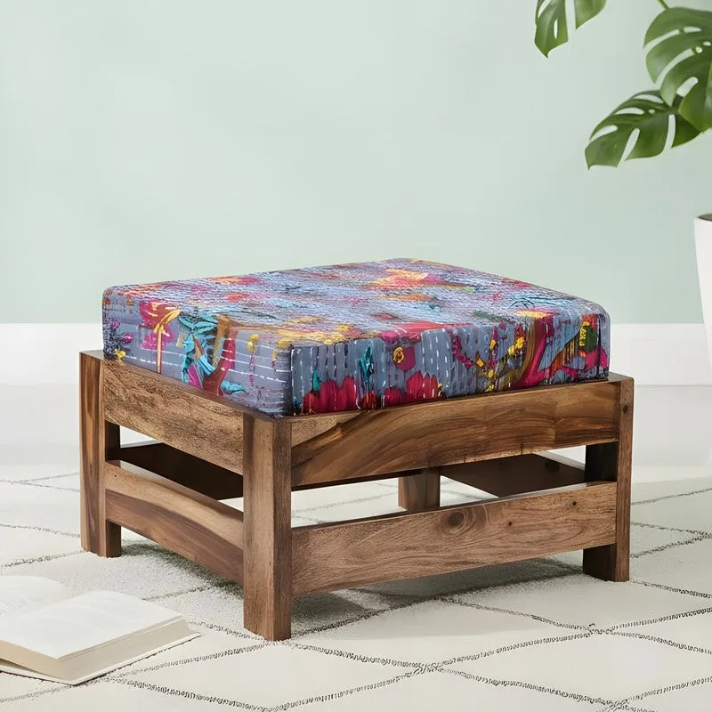 Lexon Sheesham Wooden Bench with Stool (Grey) - Two Piece Set media 1