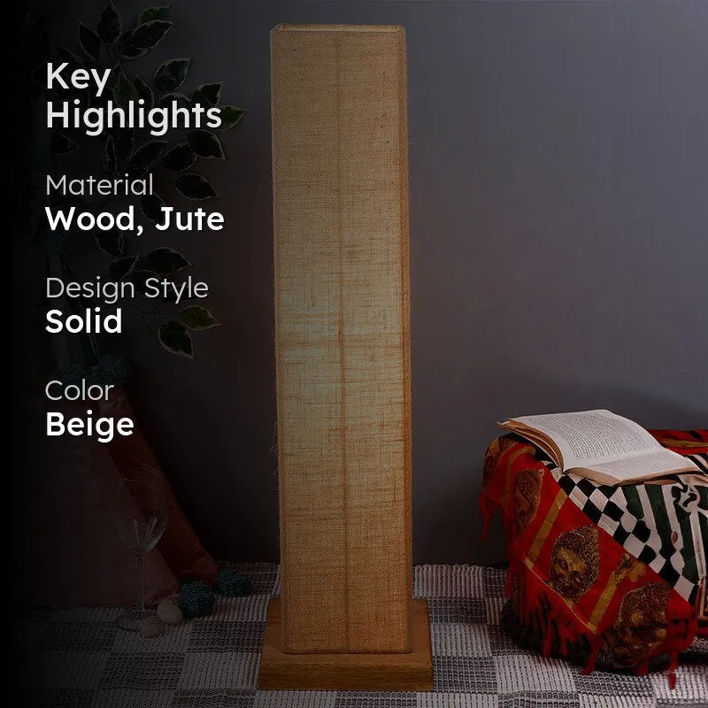 Miya Wooden Tower Floor Lamp With Jute Shade - Beige media 2
