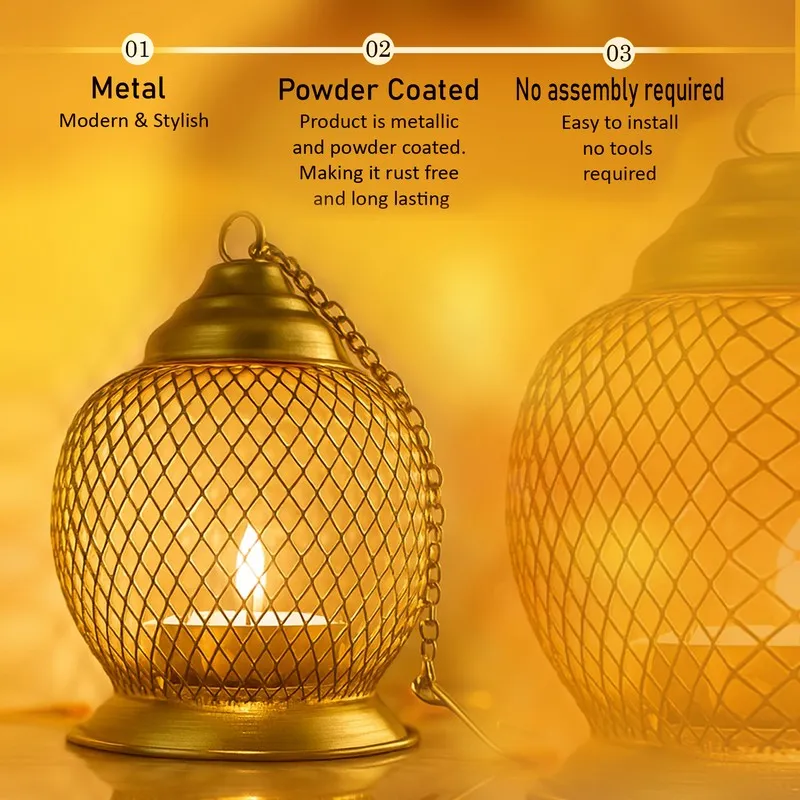 Aura Flick Tea Light Candle Holder (Gold) - Set Of Two - 8