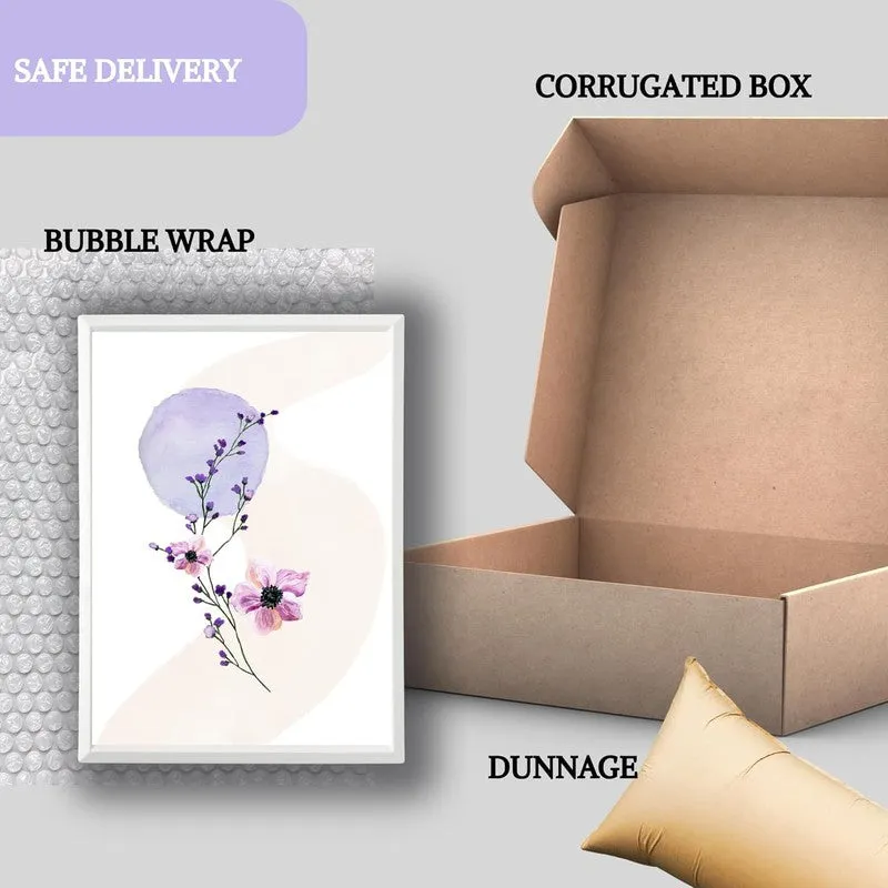 Dreamy Florals Paper Wall Painting With Frame - White media 8
