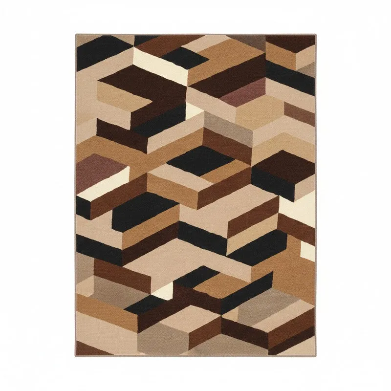 Elpenor Hand Tufted Geometric Wool & Nylon Carpet - Brown media 1