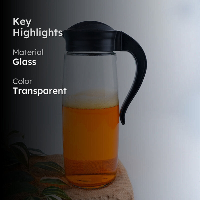 Domana Oval Transparent Jug With Lid (Black) - 1600 ML media 2