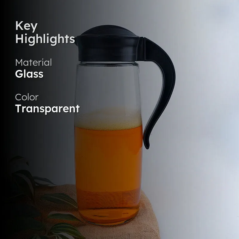 Domana Oval Transparent Jug With Lid (Black) - 1600 ML media 2