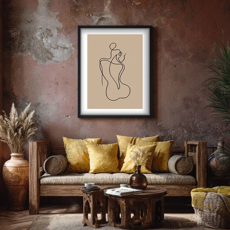 Vellum Nude Canvas Wall Painting With Black Frame media 7