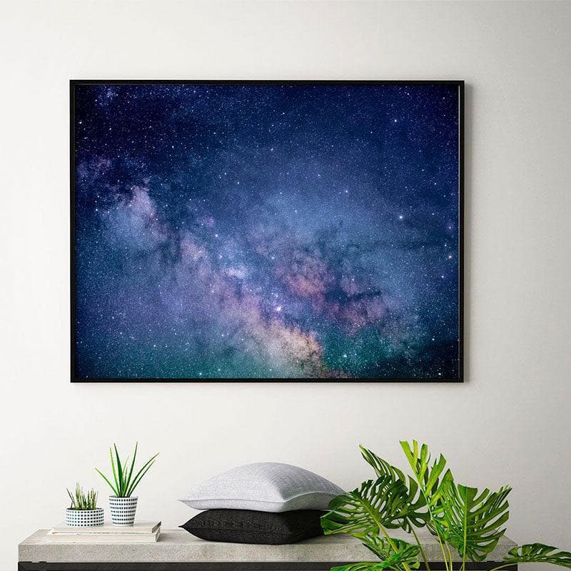 Mesmerizing Galaxy Canvas Wall Painting - Black Frame