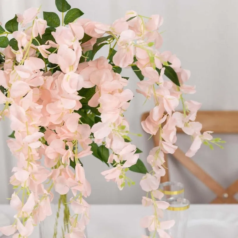 Wisteria Silk Lizzia Artificial Flower Vine - Peach media 4