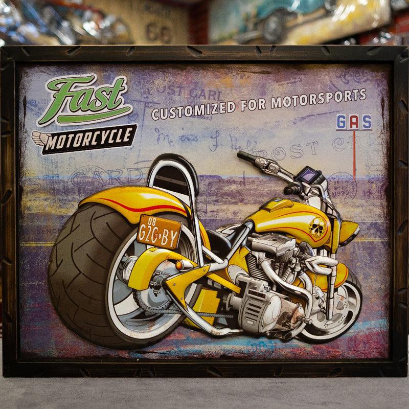 Motorcycle Chopper Retro Metal Wall Accent