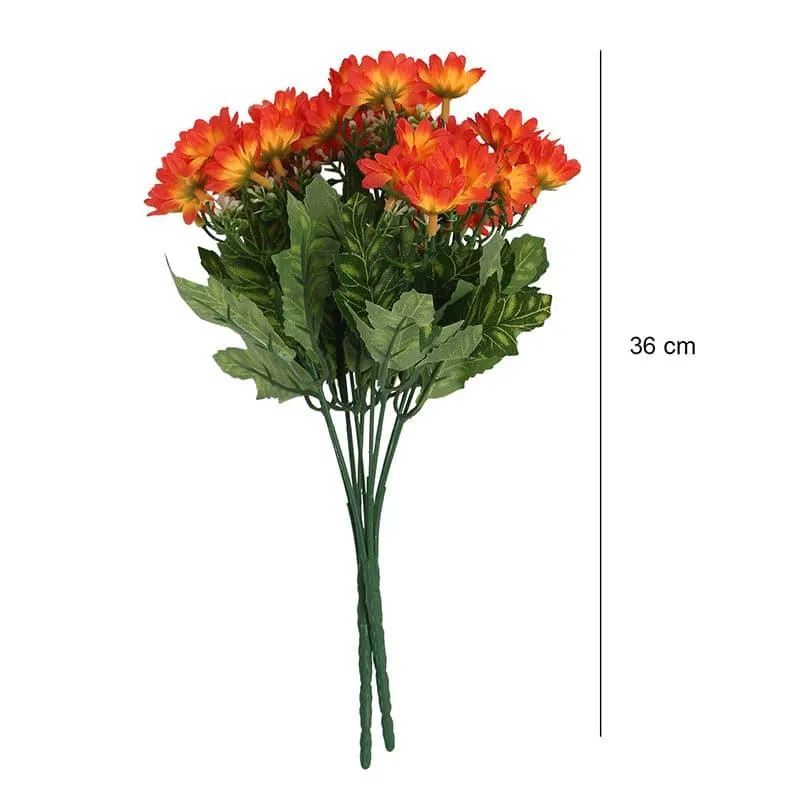 Faux Daisy Floral Bunch (Orange) - Set Of Two media 5