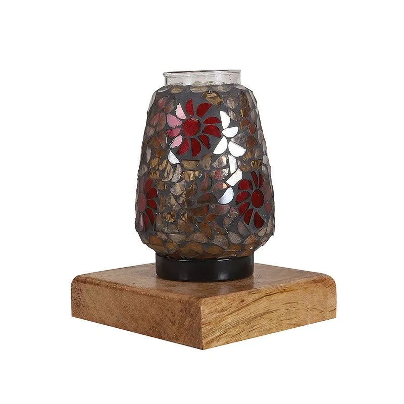 Lumen Mosaic Glass Table Lamp With Wooden Base - Multicolor media 6