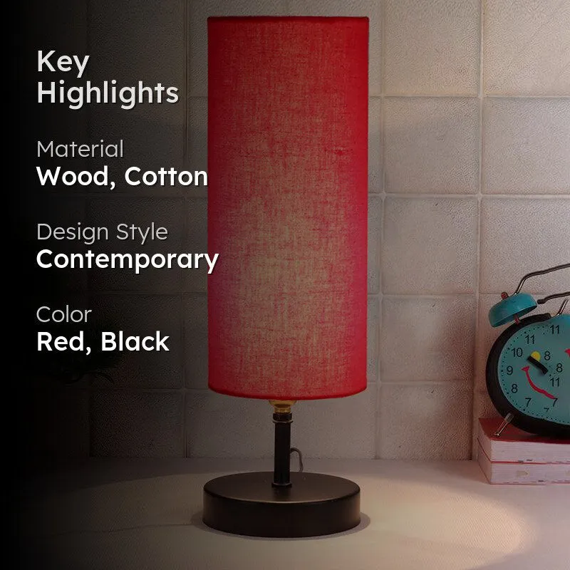 Hisha Metal & Wooden Table Lamp - Red,Black media 2