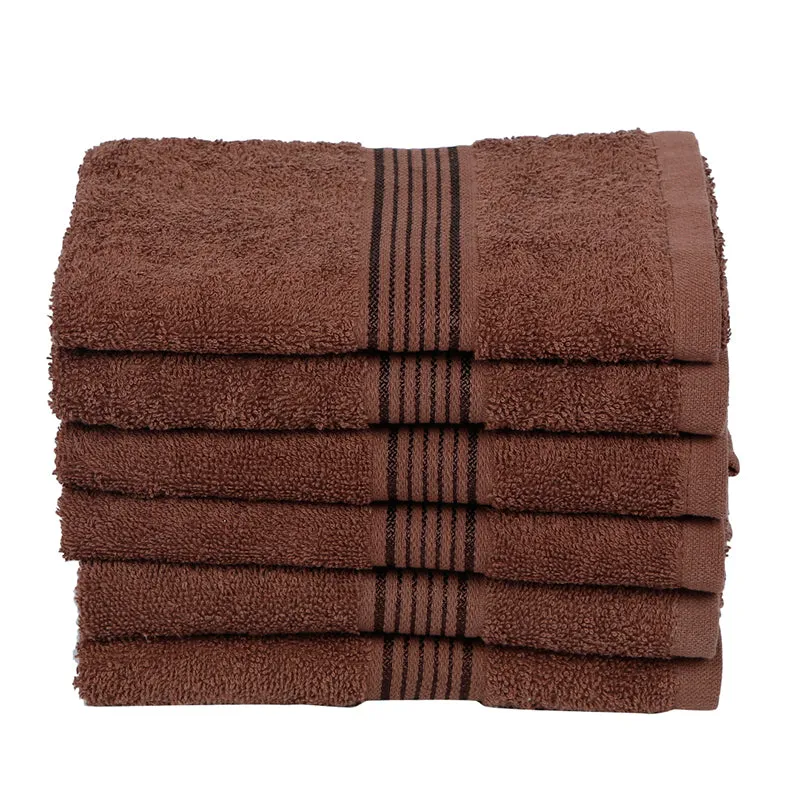 Pluma Cotton Hand & Face Towel (Brown) - Set Of Six media 3