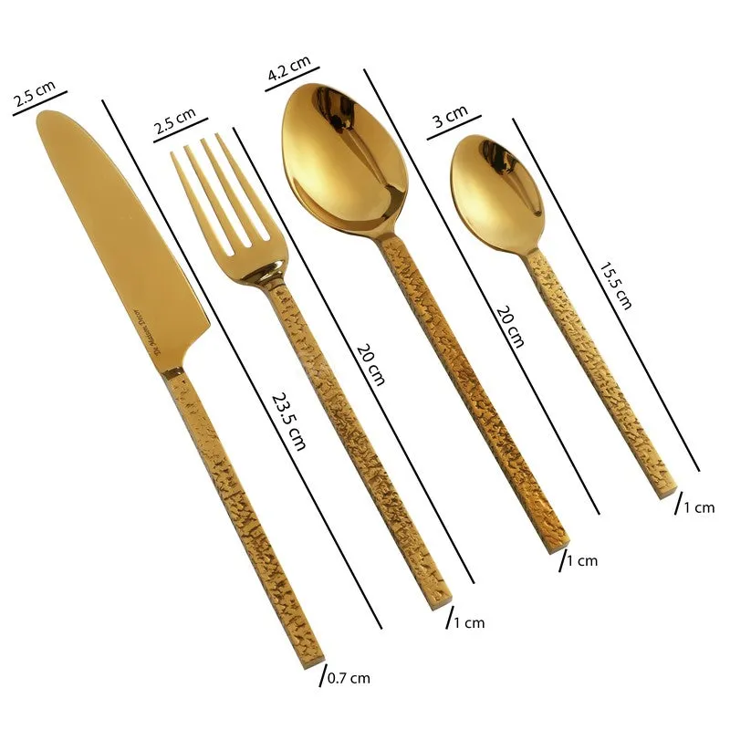 Silvora Stainless Steel Cutlery Set (Gold) - Twenty Four Piece Set media 5