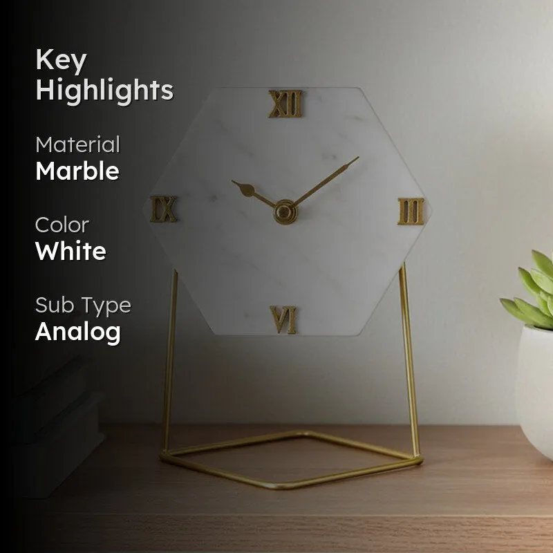 Carrara Chronos Marble Table Clock media 2