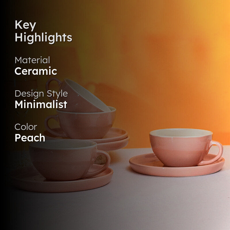 Blush & Brew Cup & Saucer (Pink/320 mL) - Eight Piece Set media 2