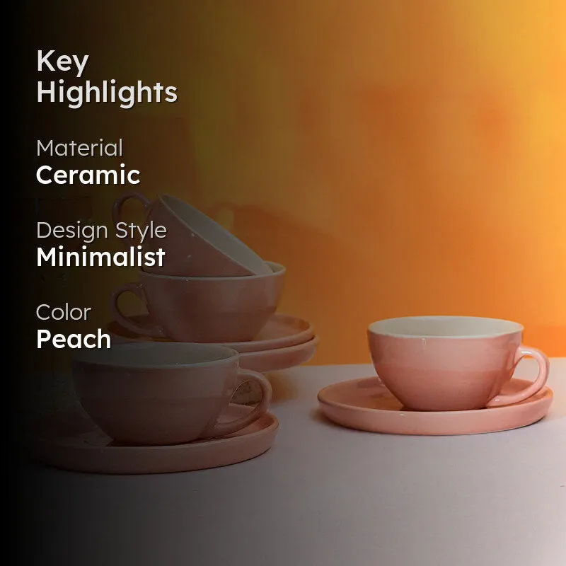 Blush & Brew Cup & Saucer (Pink/320 mL) - Eight Piece Set - 2