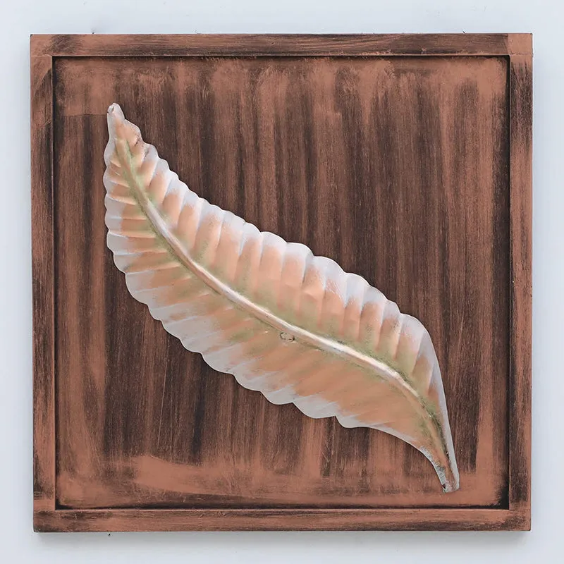 Leaf Solitude Iron Wall Accent With Wooden Frame media 3