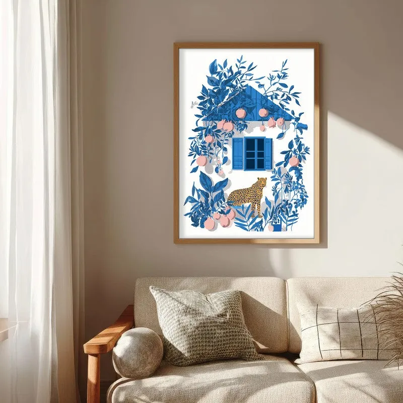 Azureleaf Blue Door Garden Canvas Wall Painting With Brown Frame media 7