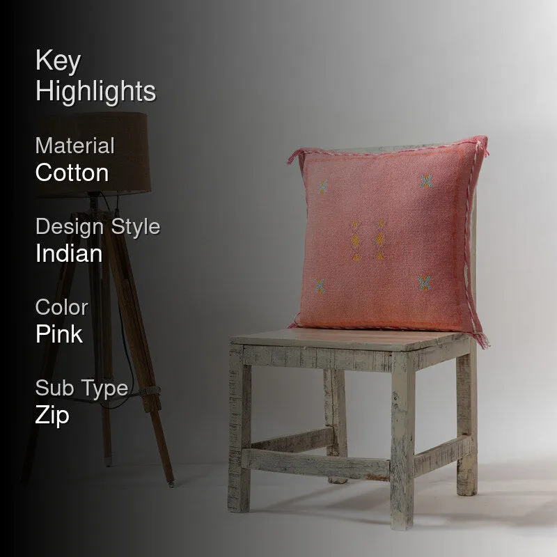 Tribal Glyph V Embroidered Cushion Cover - Pink media 2