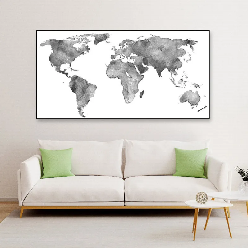 World Map Sketch Canvas Wall Painting media 1