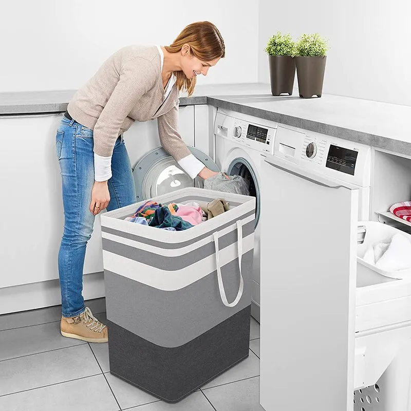 Kiva Cotton Linen Laundry Basket media 3