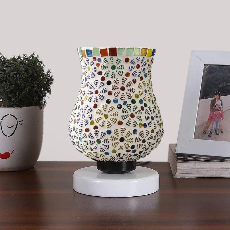 Moonelle Mosaic Glass Table Lamp With Wooden Base - Multicolor media 4