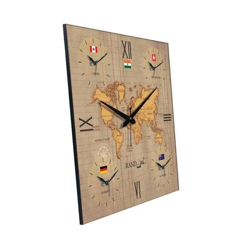 Around The World In 24 Hours Wall Clock - Brown media 4