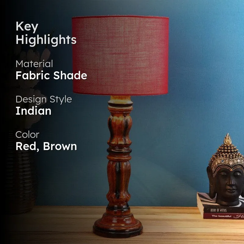 Rosa Gilmore Fabric Table Lamp - Red,Brown media 2