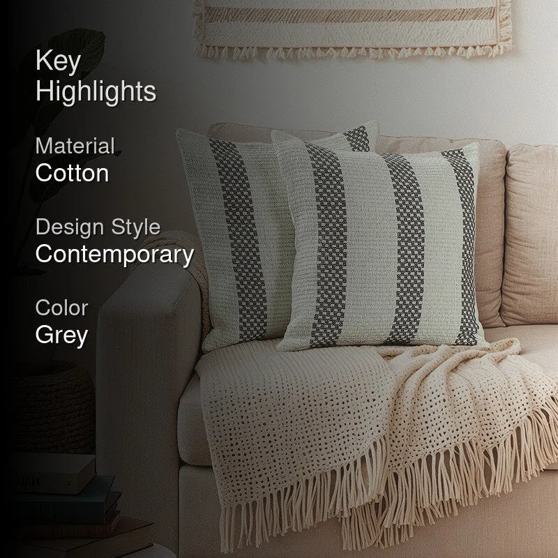 Kaeya Haven Cushion Cover (Grey,White) - Set Of Two media 2