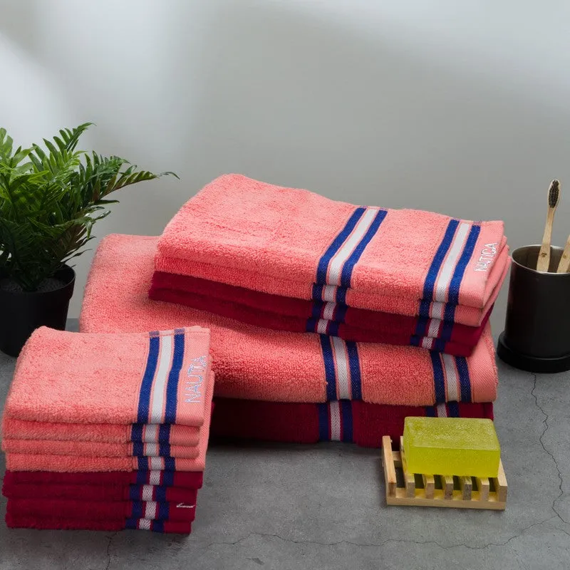 Nautica Dove Down Cotton Towel Set (Red & Coral) - Fourteen Piece Set media 4