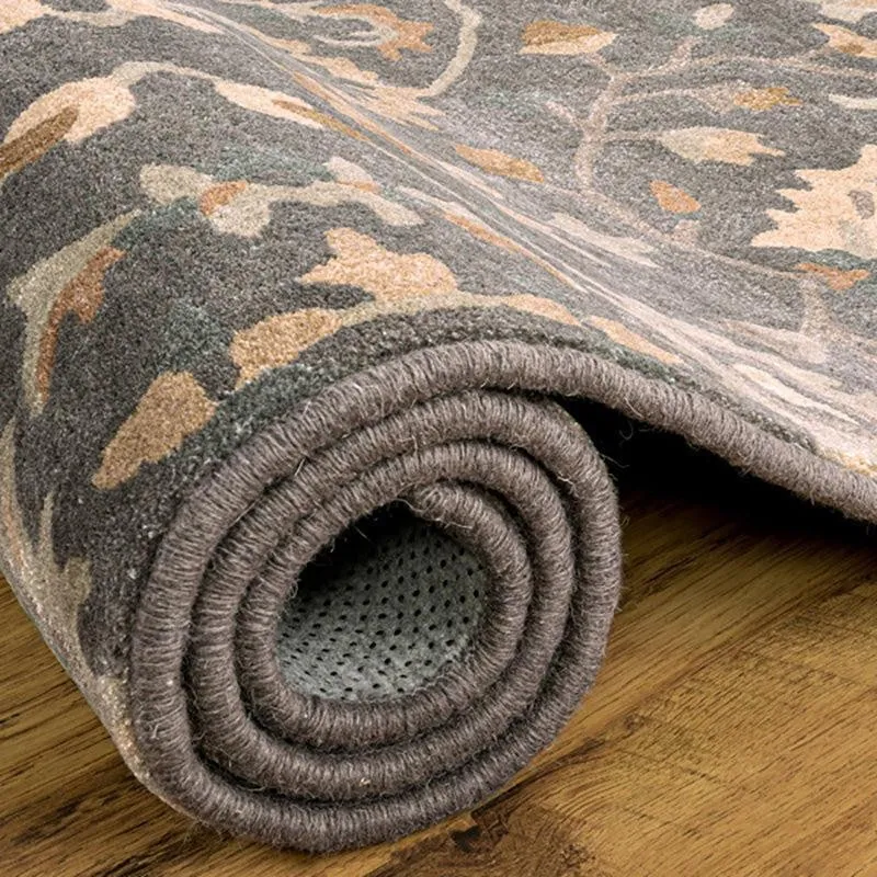 Erinyes Hand Tufted Ethnic Wool & Nylon Carpet - Dark Grey media 4