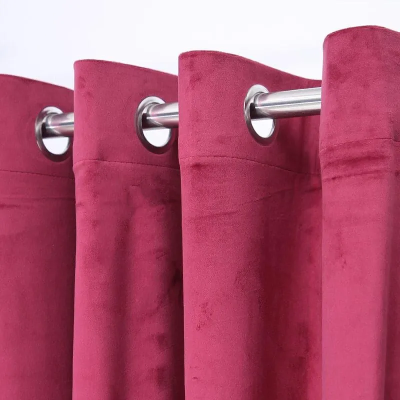 Kumudini Solid Velvet Curtain (Maroon) - Set Of Two media 4