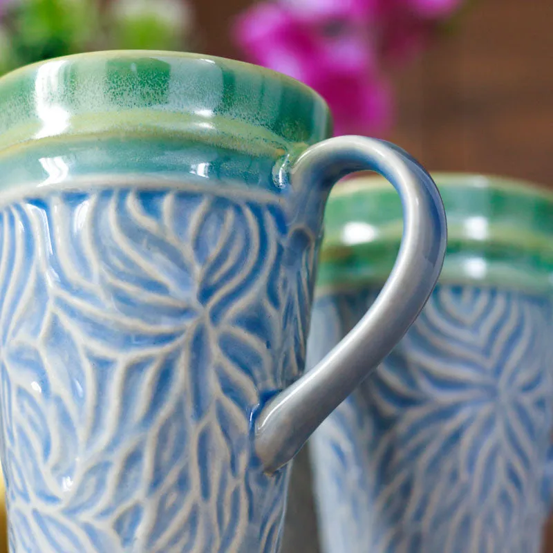 Ceramuse Ceramic Coffee Mug (300 mL Each/Light Blue) - Set of Four media 6