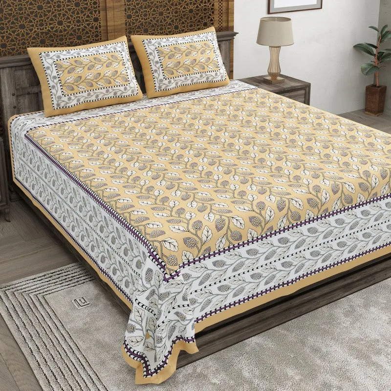 Crafta Cotton Bedsheet (Beige,White,Grey) - 240 TC media 1
