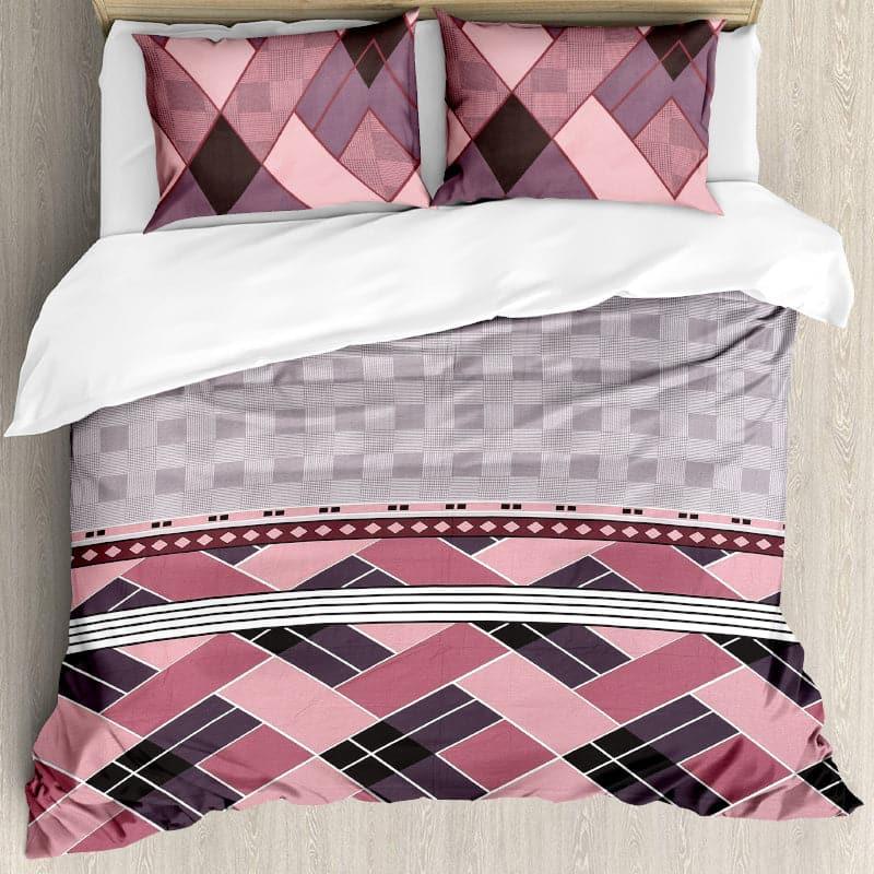 Iola Geometric Cotton Bedsheet (Grey,Pink) - 210 TC media 3
