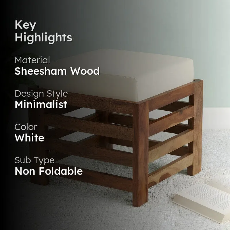 Synex Sheesham Wooden Bench with Stool (White) - Two Piece Set media 2