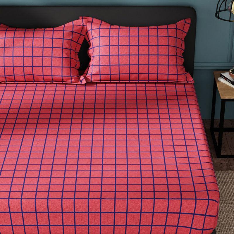 Nautica Mosaic Luxe Geometric Cotton Bedsheet (Red) - 160 TC media 4