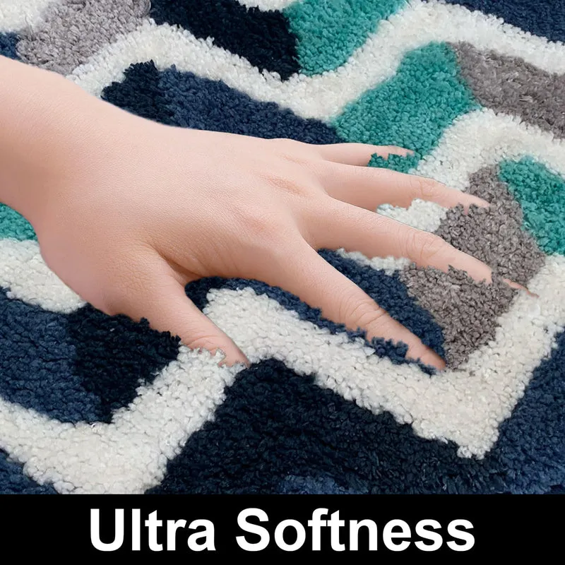 Chevra Wave Microfiber Bath Mat - Blue media 4
