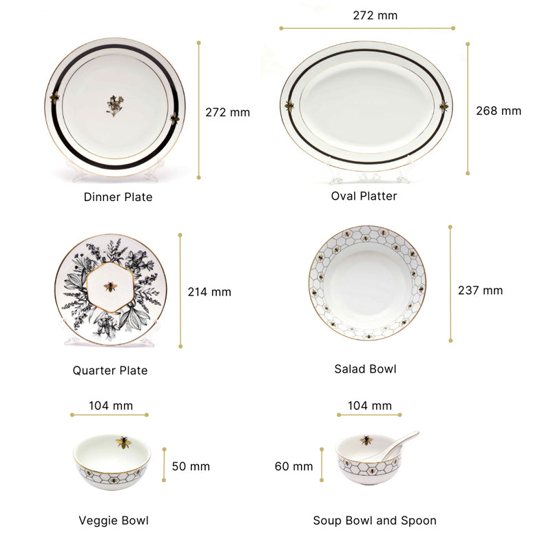 Gilded Bee 24k Gold Brushed Porcelain Dinner Set - 33 Piece Set media 17