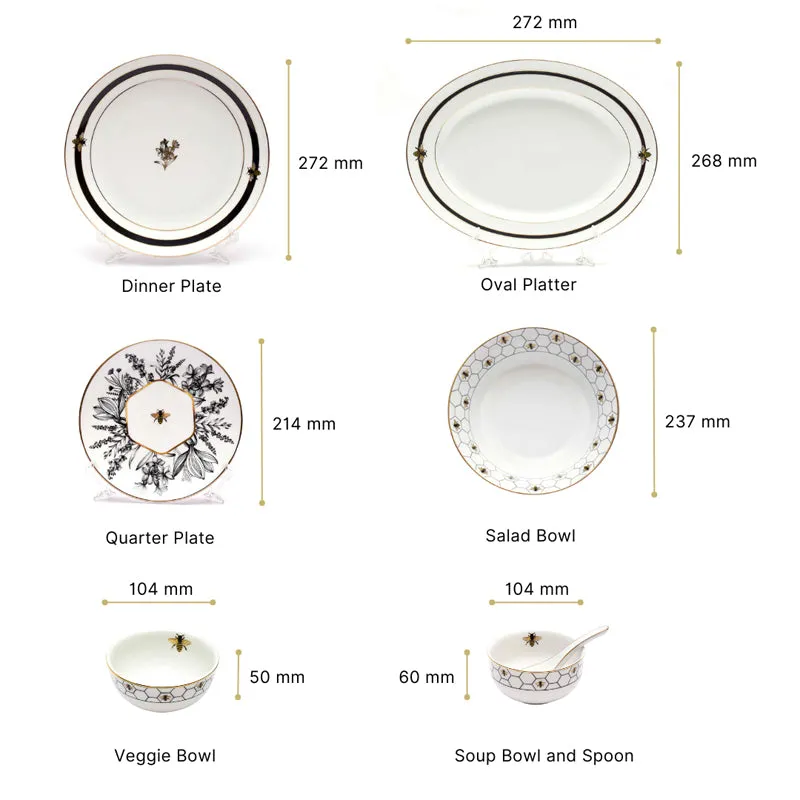 Gilded Bee 24k Gold Brushed Porcelain Dinner Set - 33 Piece Set media 17