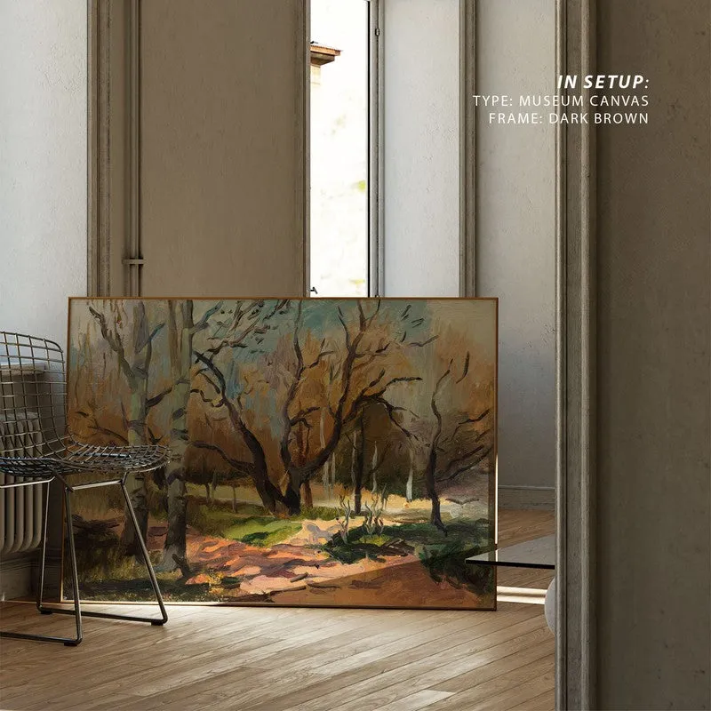 Oil Paint Forest Way Canvas Wall Painting - Black Frame media 7