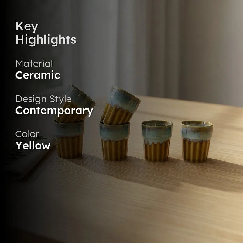 Handcrafted Ceramic Kulads (Mustard/70 mL Each) - Set of Six media 2