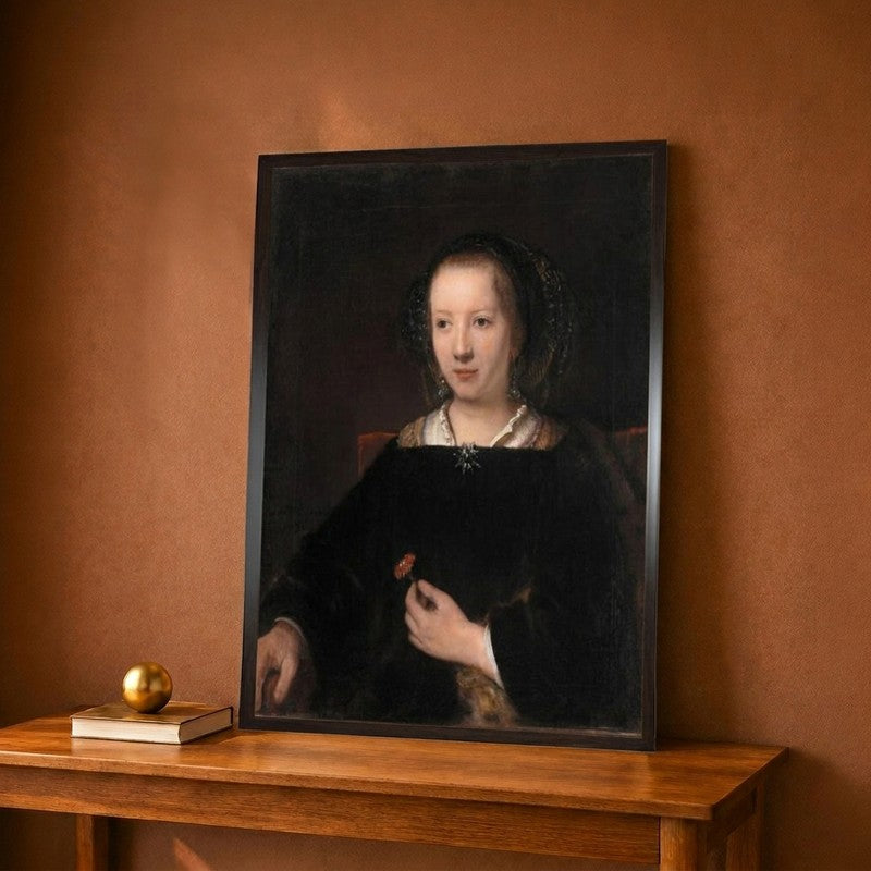 Young Woman with a Carnation, 1656 Canvas Wall Painting - 9 x 12 Inches