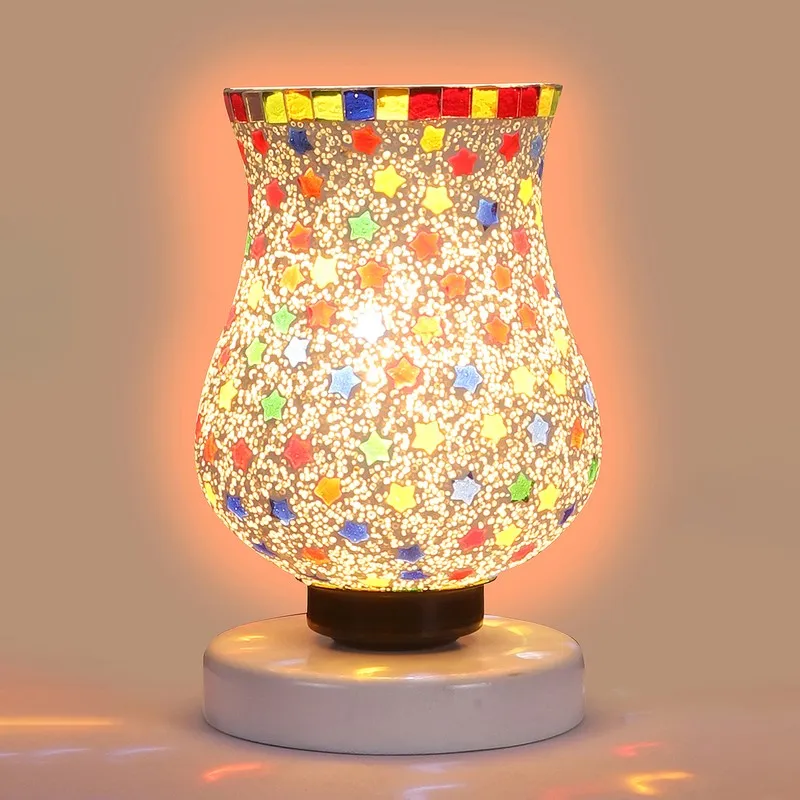 Lunexa Mosaic Glass Table Lamp With Wooden Base - Multicolor media 7