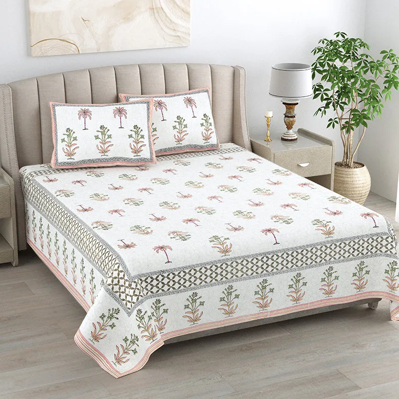 Dharitri Cotton Bedsheet (Peach) - 180 TC media 1