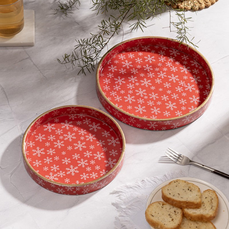 Holly Cheer Serving Tray - Set Of Two