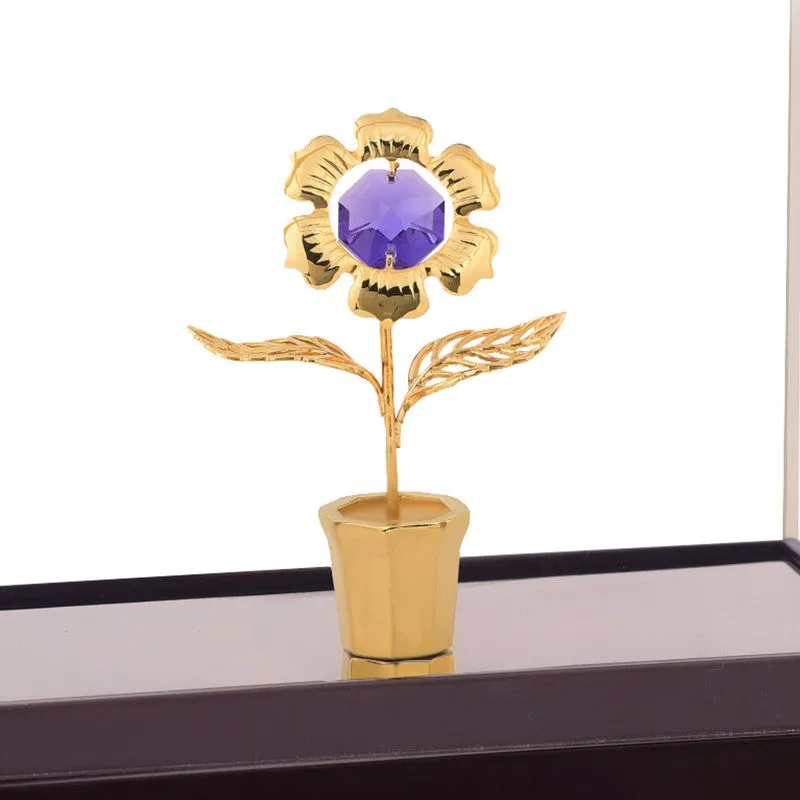 Floral Pot Crown 24K Gold Plated Mild Steel Showpiece media 5