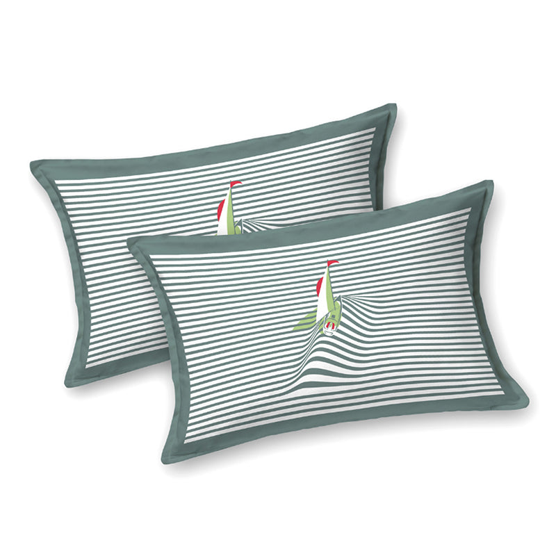 Illusion Stripey Sails Cotton Bedsheet (Grey) - 200 TC media 5