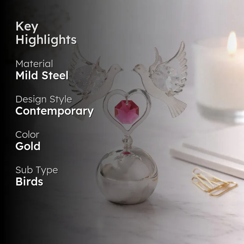 Silver Dove Sillver Plated Mild Steel Showpiece media 2