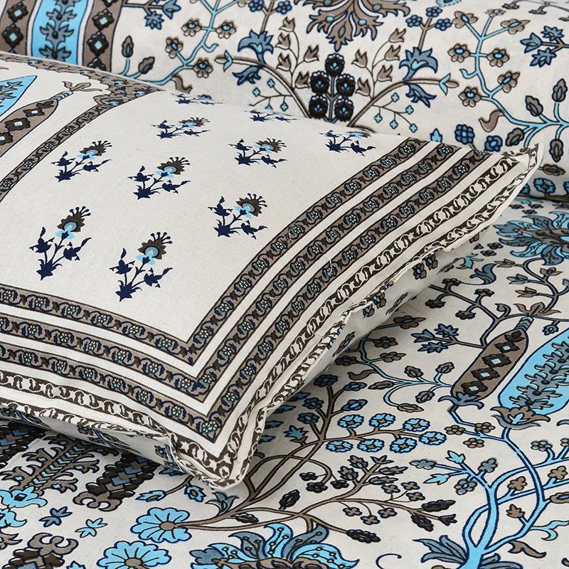 Ritu Mandala Ethnic Cotton Bedsheet (Blue & Green) - 160 TC media 4