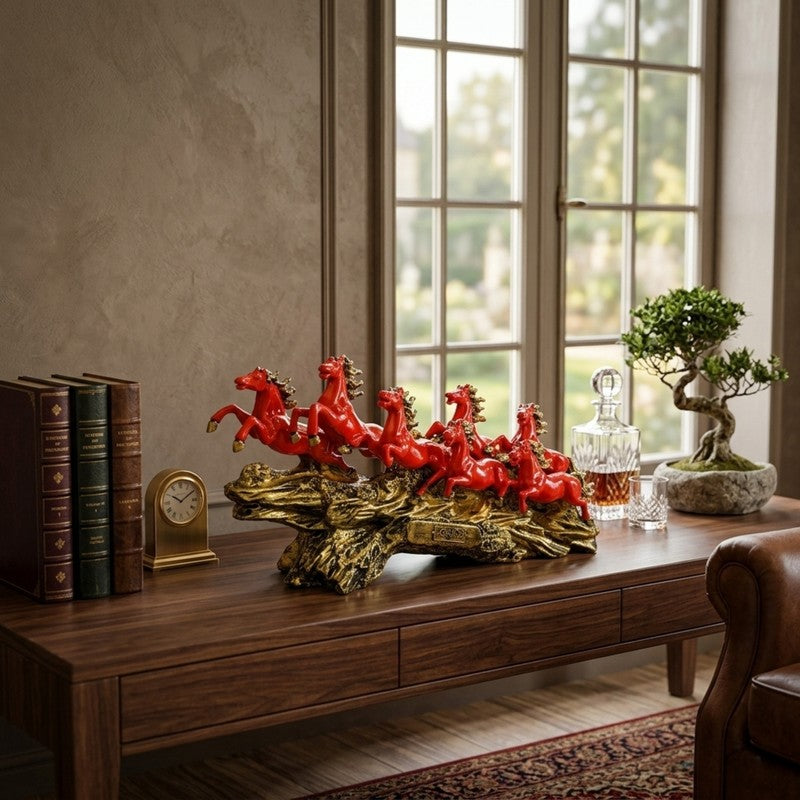 Galloping Grace Horse Resin Showpiece - Red